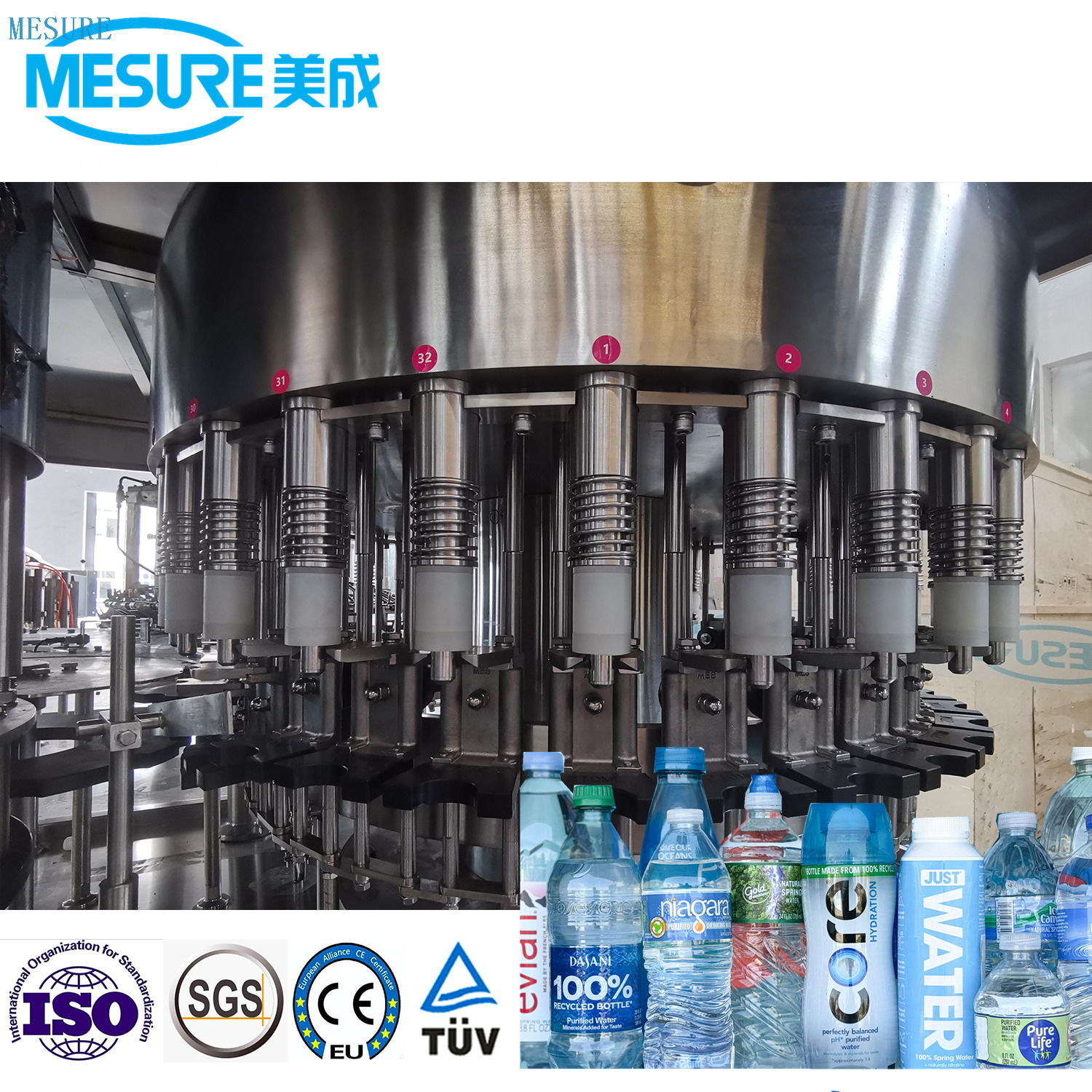 Rinsing- Filling- Capping 3 in 1 Machine Water Production Line 