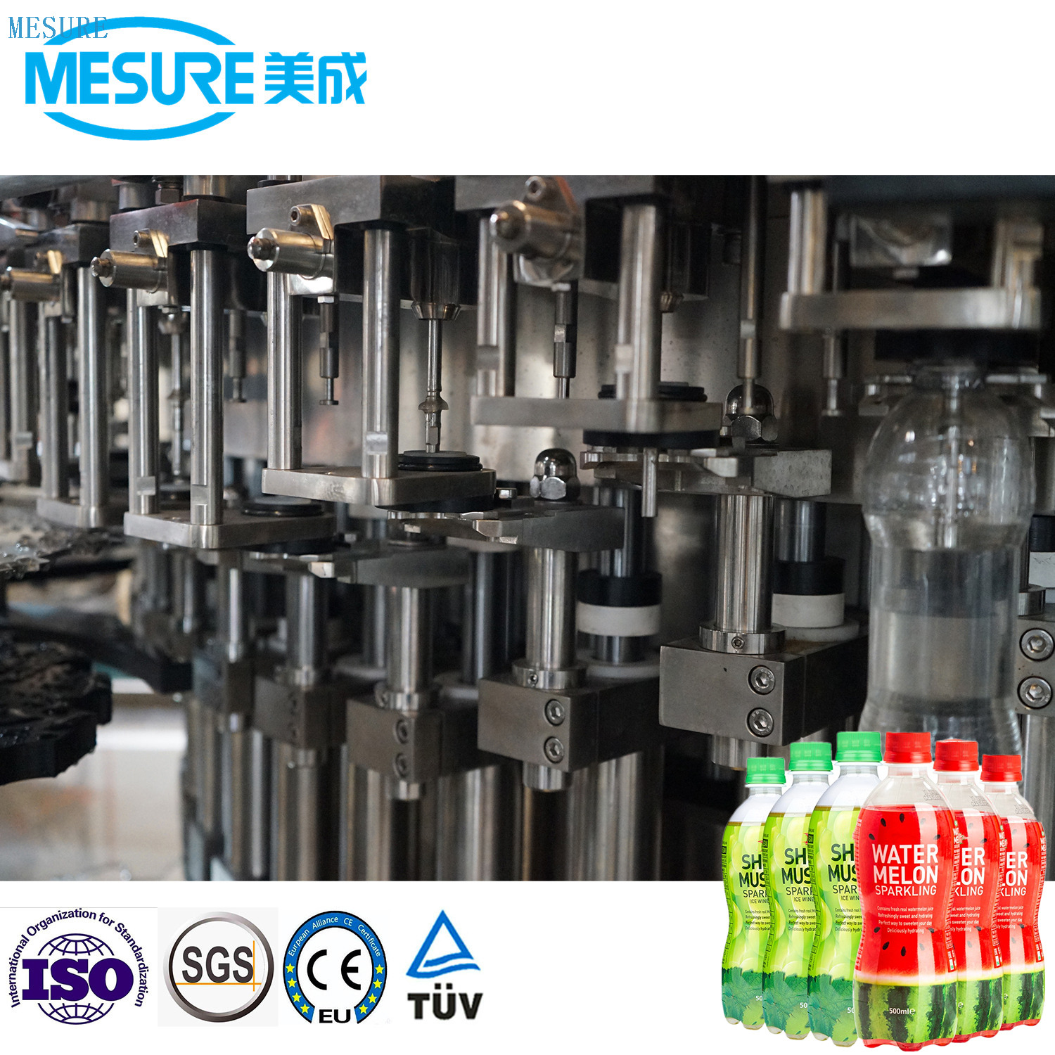 1500BPH PET Bottle Soft Drink Sparkling Water Filling Machine 