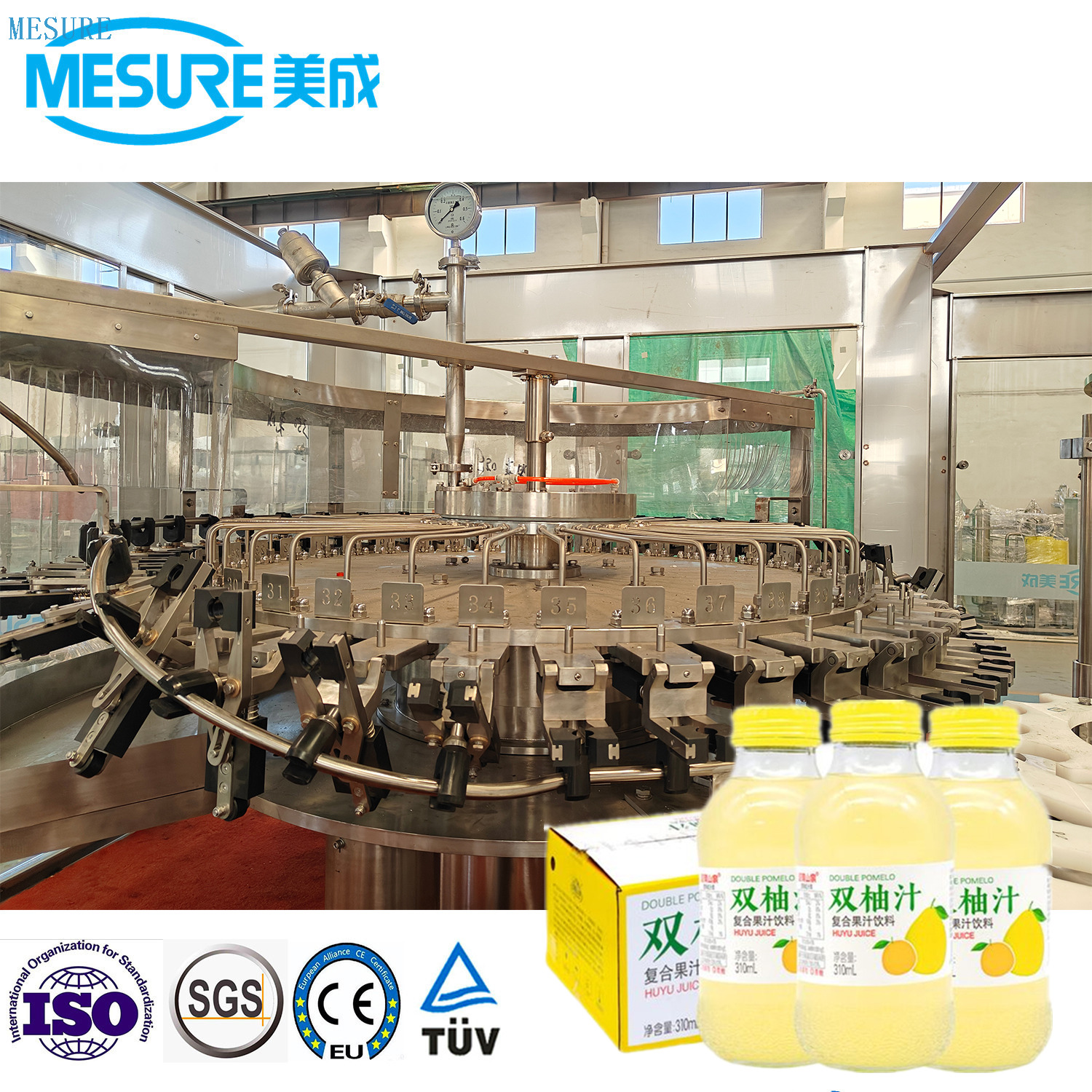 12000BPH Glass Bottle Juice Filling Machine with Ropp Cap