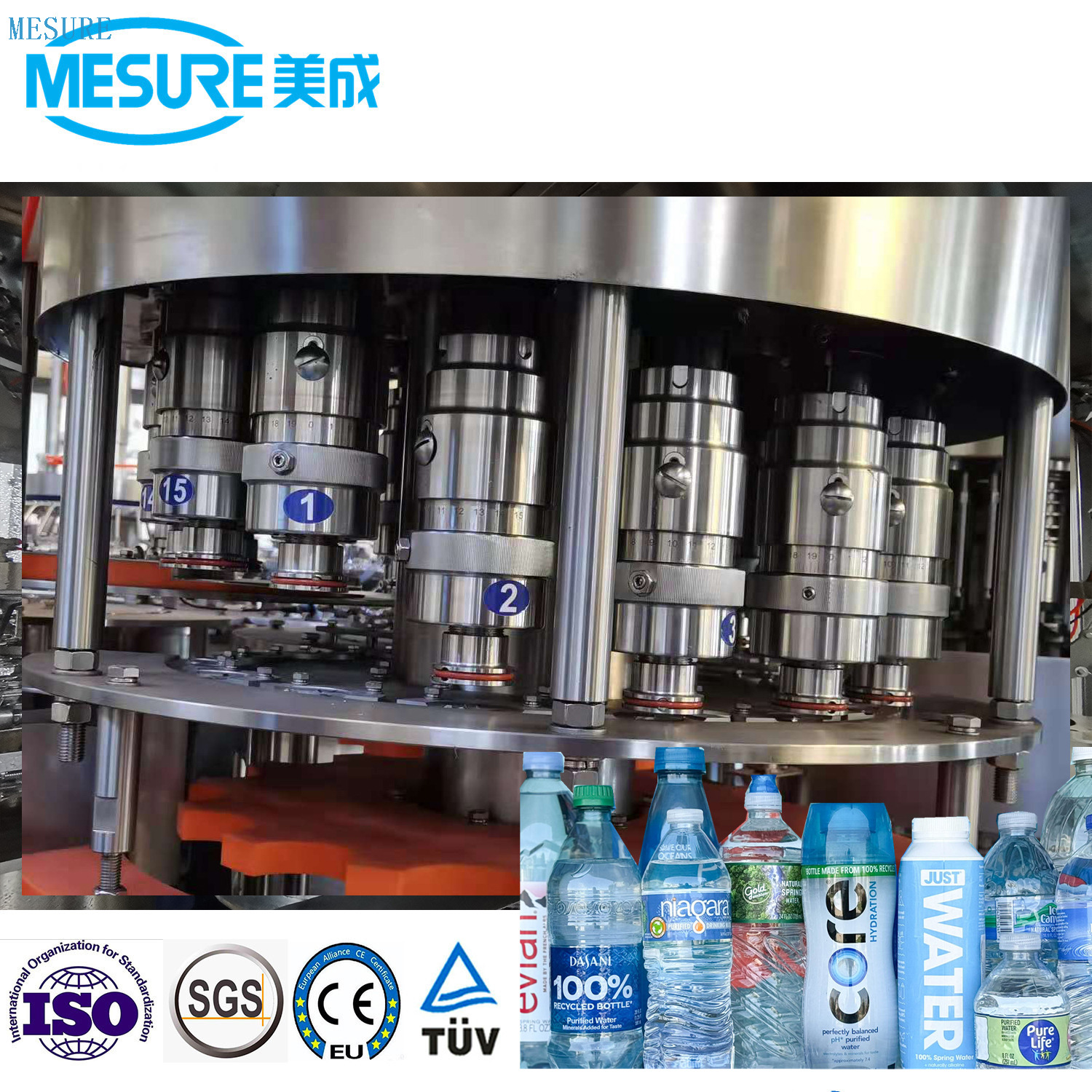 Rinsing- Filling- Capping 3 in 1 Machine Water Production Line 