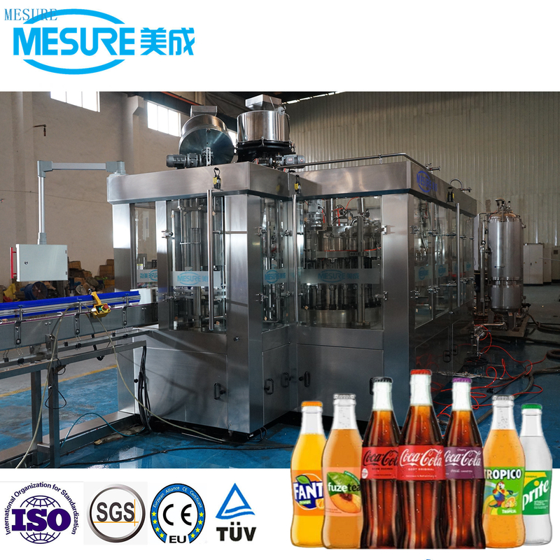 Automated Glass Bottle Carbonated Drink Bottling System Rinsing Filling Capping Line