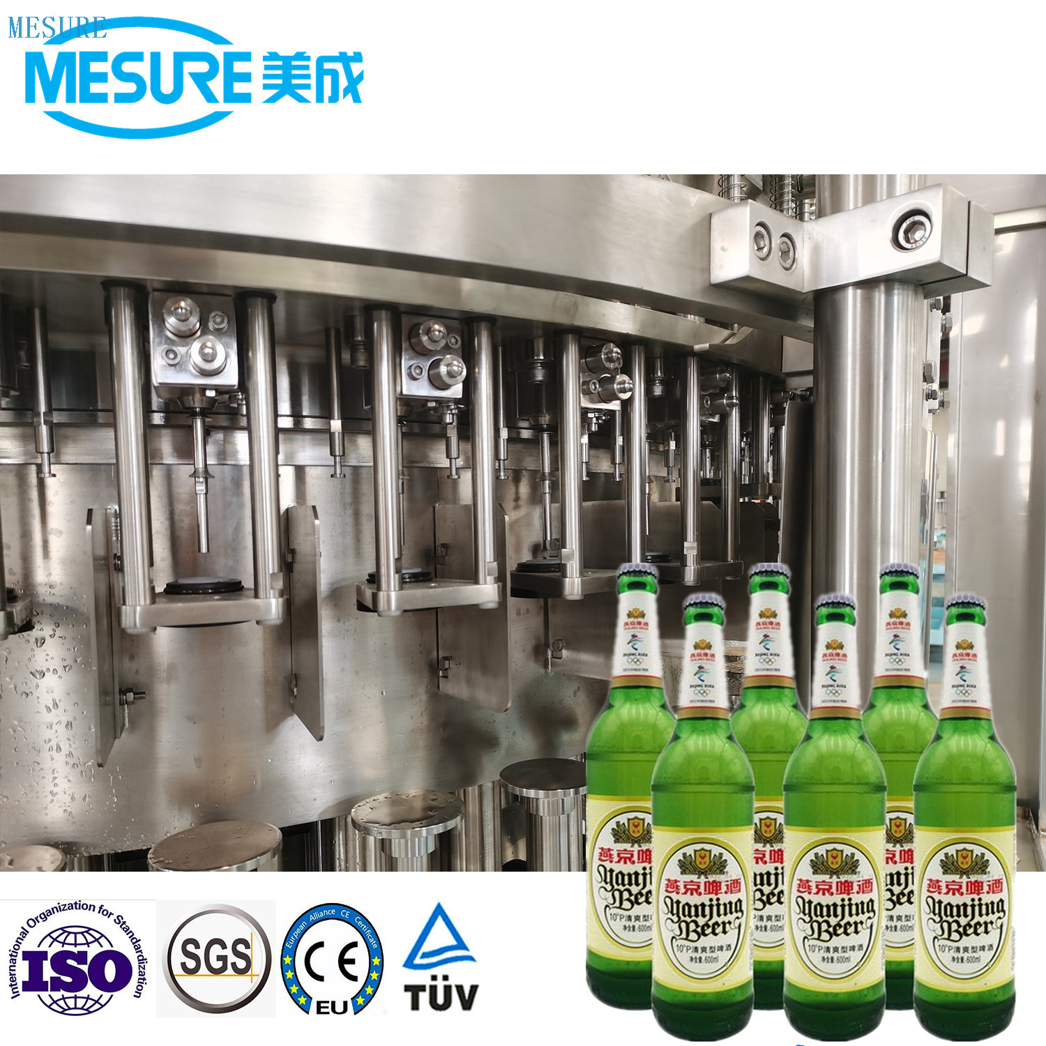 Glass Bottled Beer Filling Machine Crown Cap 