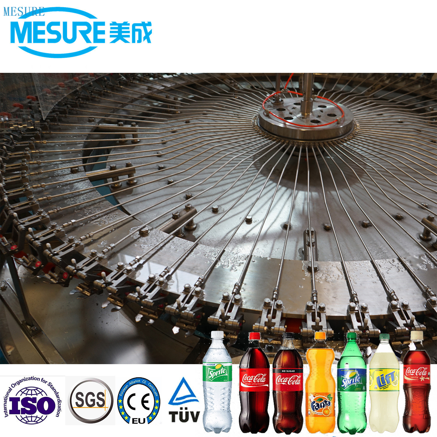  Automatic Carbonated Drink Rinsing Filling Capping 3 in 1 Mono Block Production Line