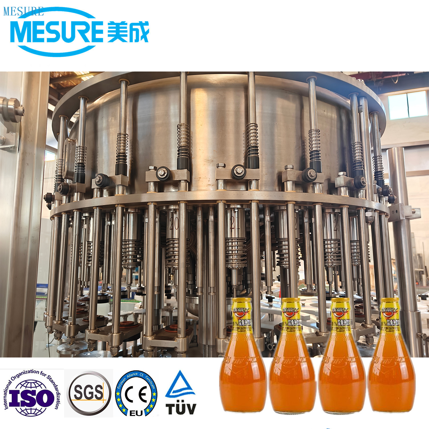 Rinsing-Filling-Capping 3-in-1 Glass Bottle Juice filling Machine