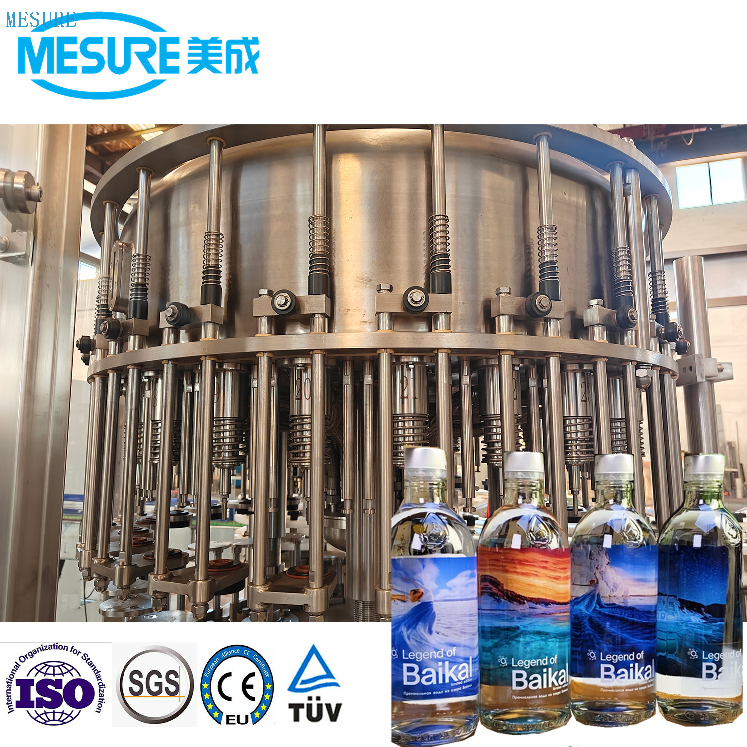 3-in-1 Rinsing-Filling-Capping Glass bottle pure water mineral water filling machine