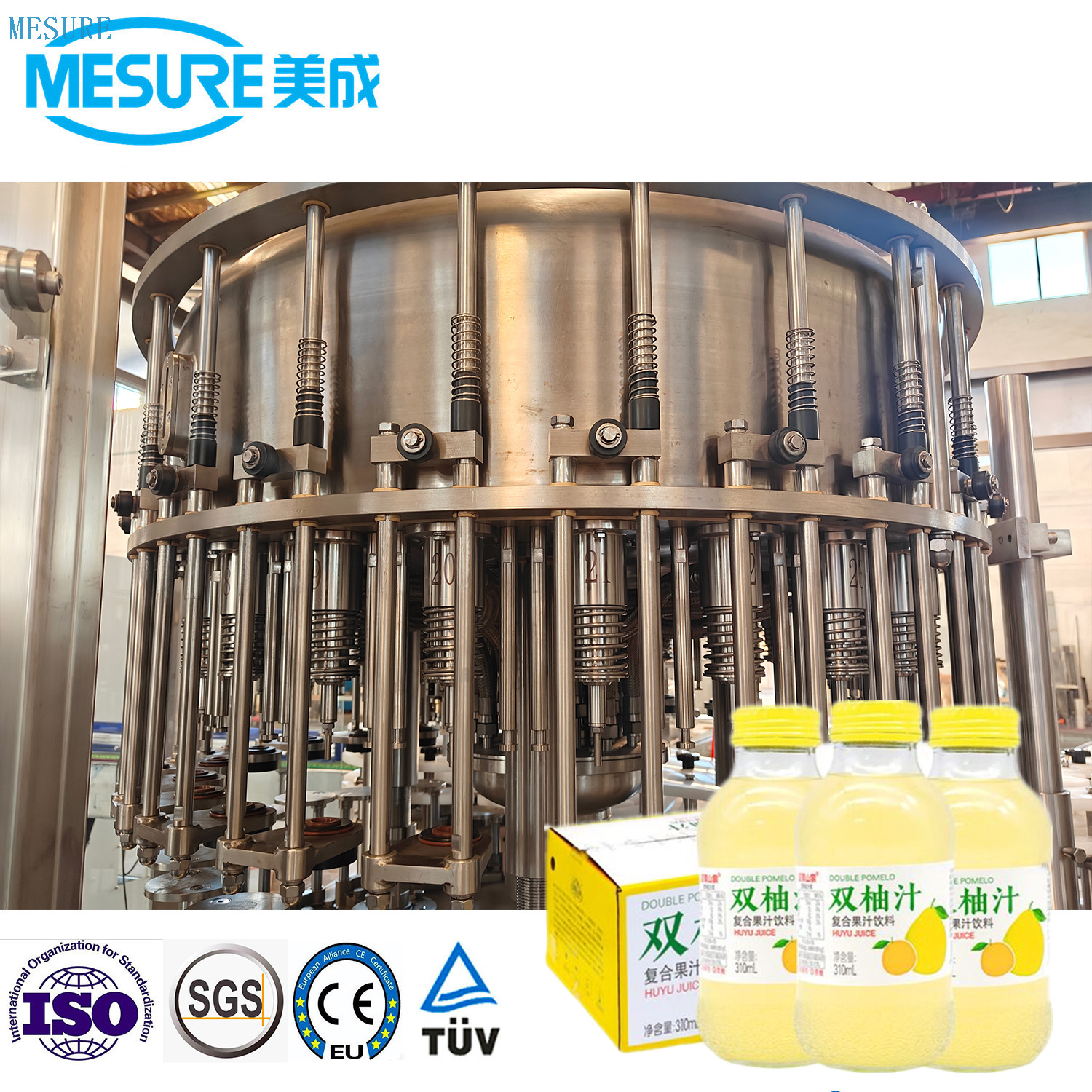 12000BPH Glass Bottle Juice Filling Machine with Ropp Cap