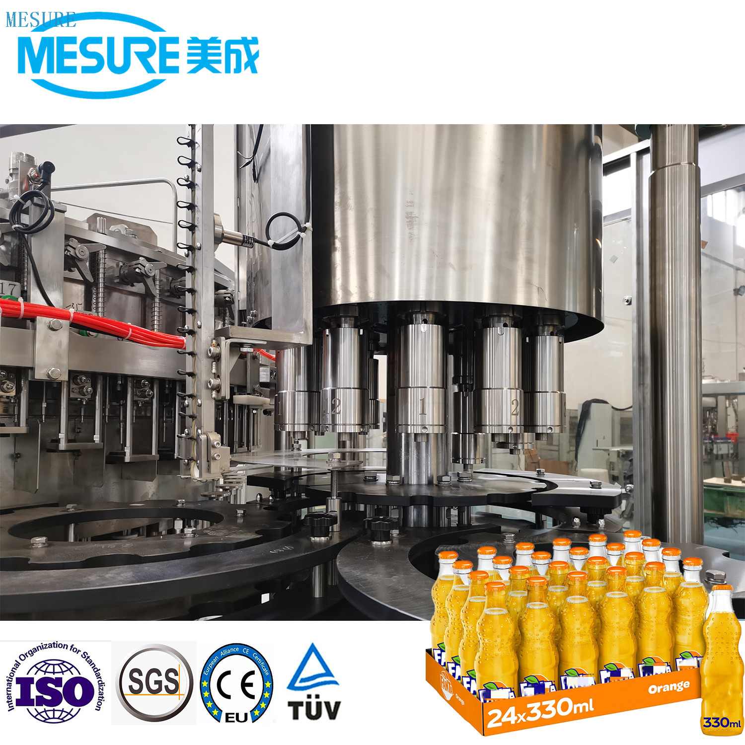Automatic Precision Glass Bottle Carbonated Beverage Filler Filling Machine line