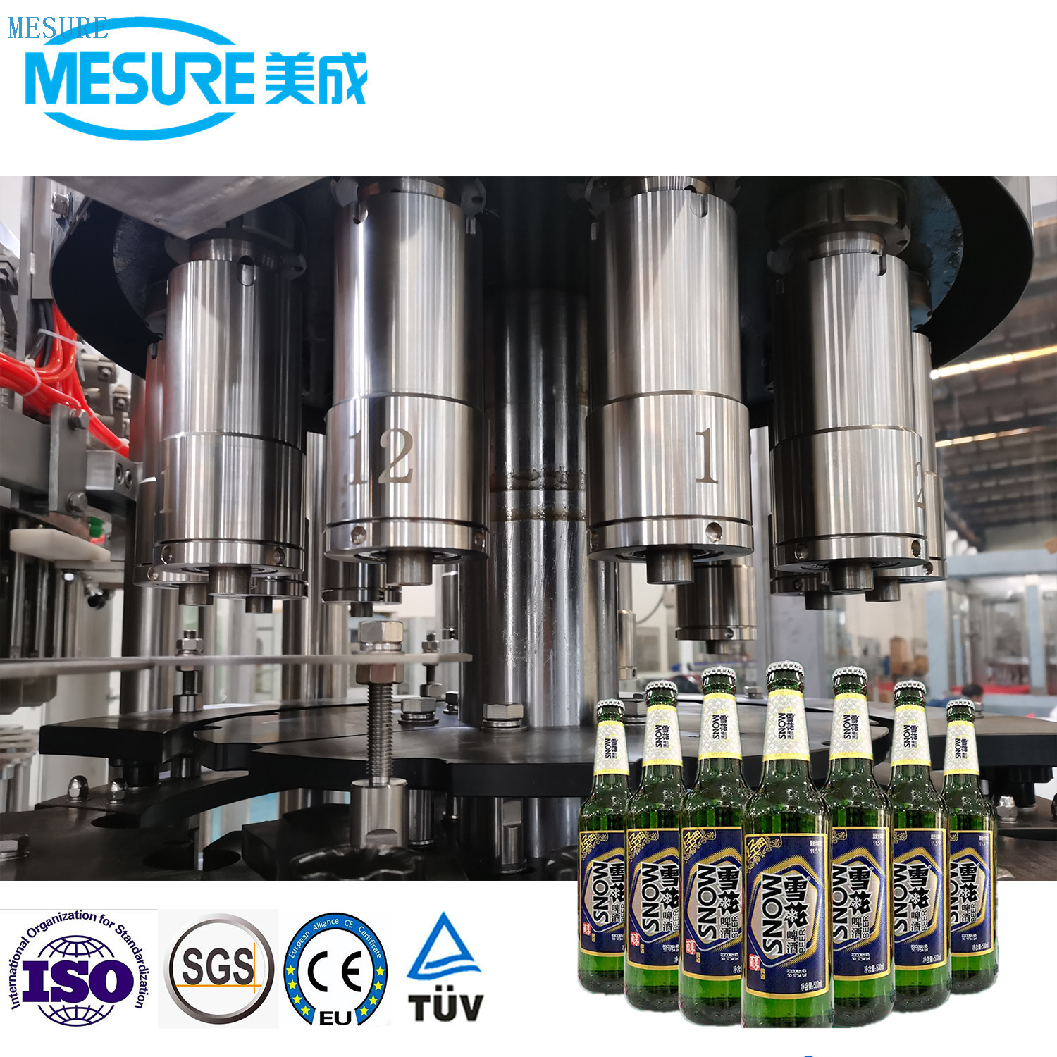 24000BPH Glass Bottled Craft Beer Filling Complete Line ROPP Cap 