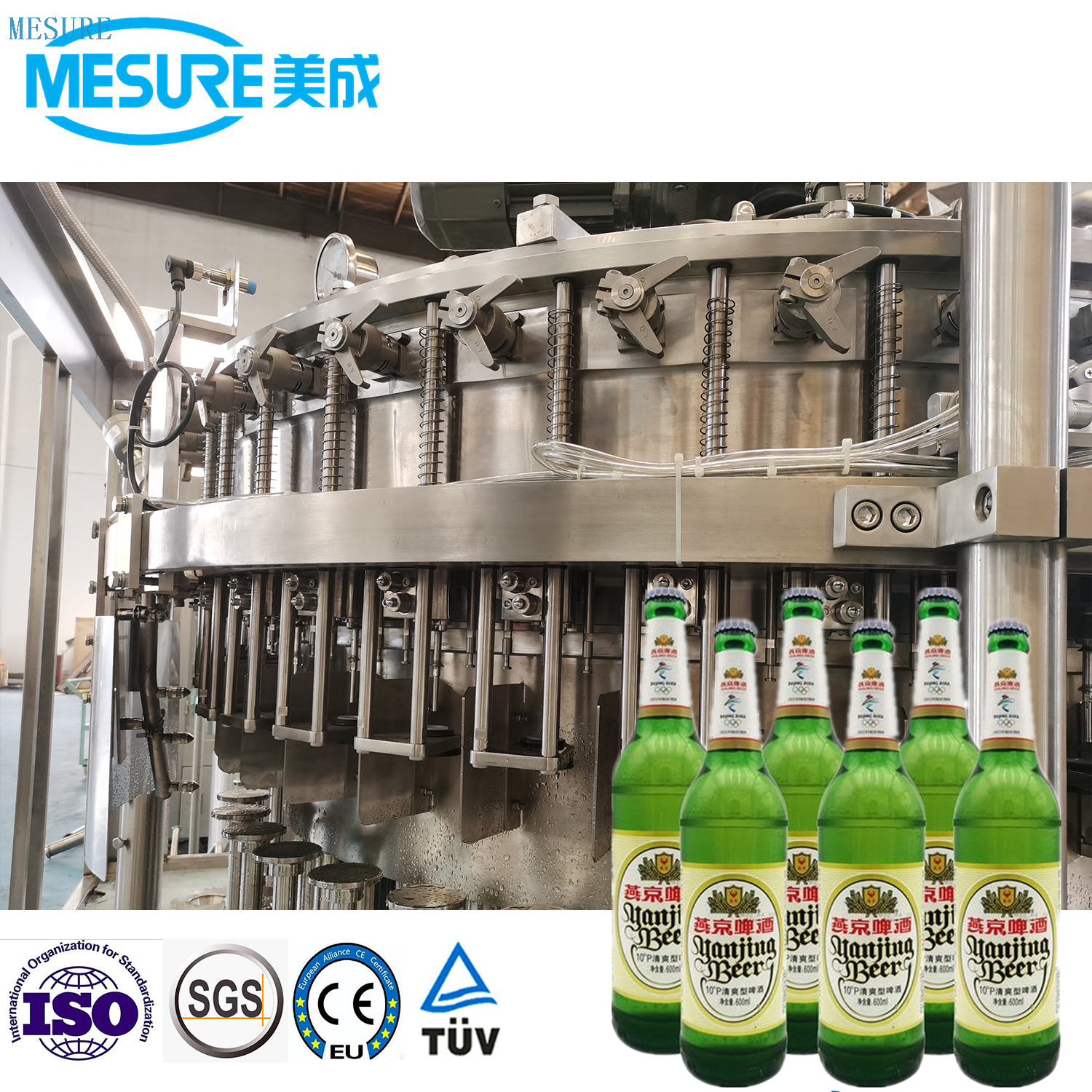 Glass Bottled Beer Filling Machine Crown Cap 