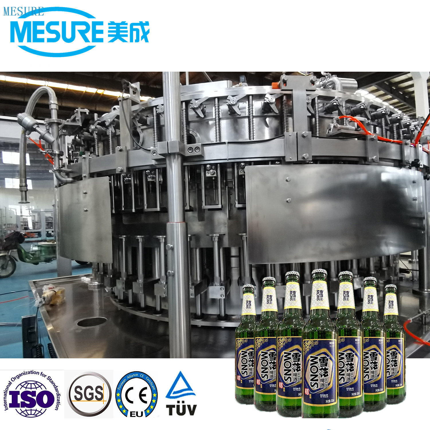 24000BPH Glass Bottled Craft Beer Filling Complete Line ROPP Cap 