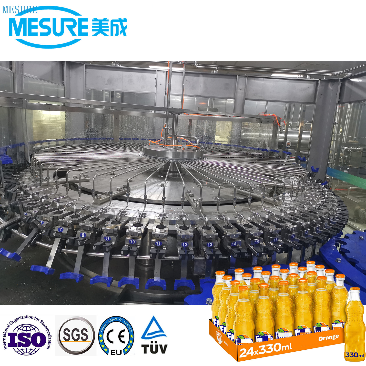 Automatic Precision Glass Bottle Carbonated Beverage Filler Filling Machine line