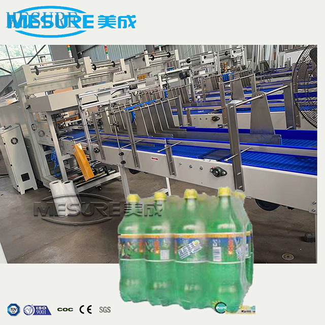 Automatic L type Linear Two or One Reel Roll PE Film Carton Pad or Tray Added Heat Shrink Wrapping Machine for Bottle Can Drinks