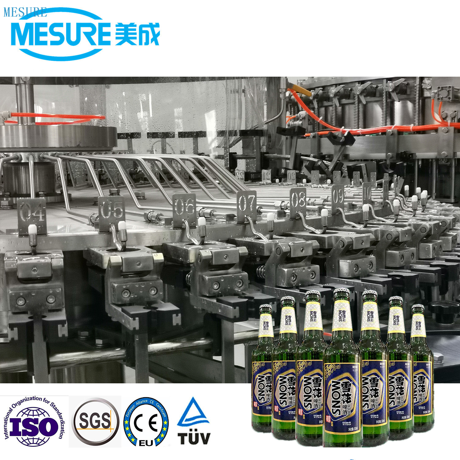 24000BPH Glass Bottled Craft Beer Filling Complete Line ROPP Cap 