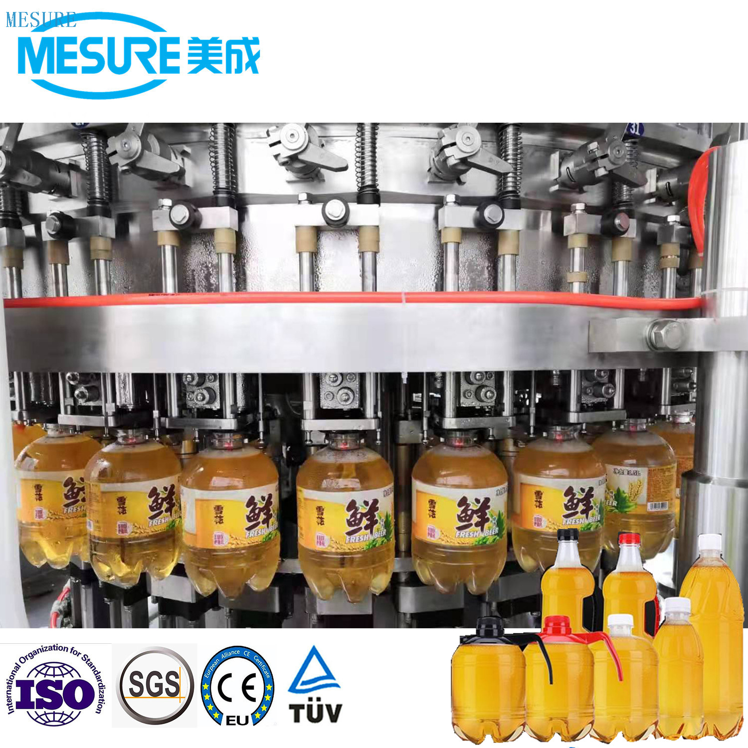 Factory Automatic Liquid Manufacturing Bottling Packaging System for PET Beer Precision Line 